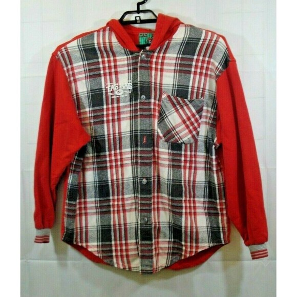 Tag Rag Hoodie Shirt Jacket Vintage Red Plaid Rare Made In USA Mens Size M - Picture 2 of 7